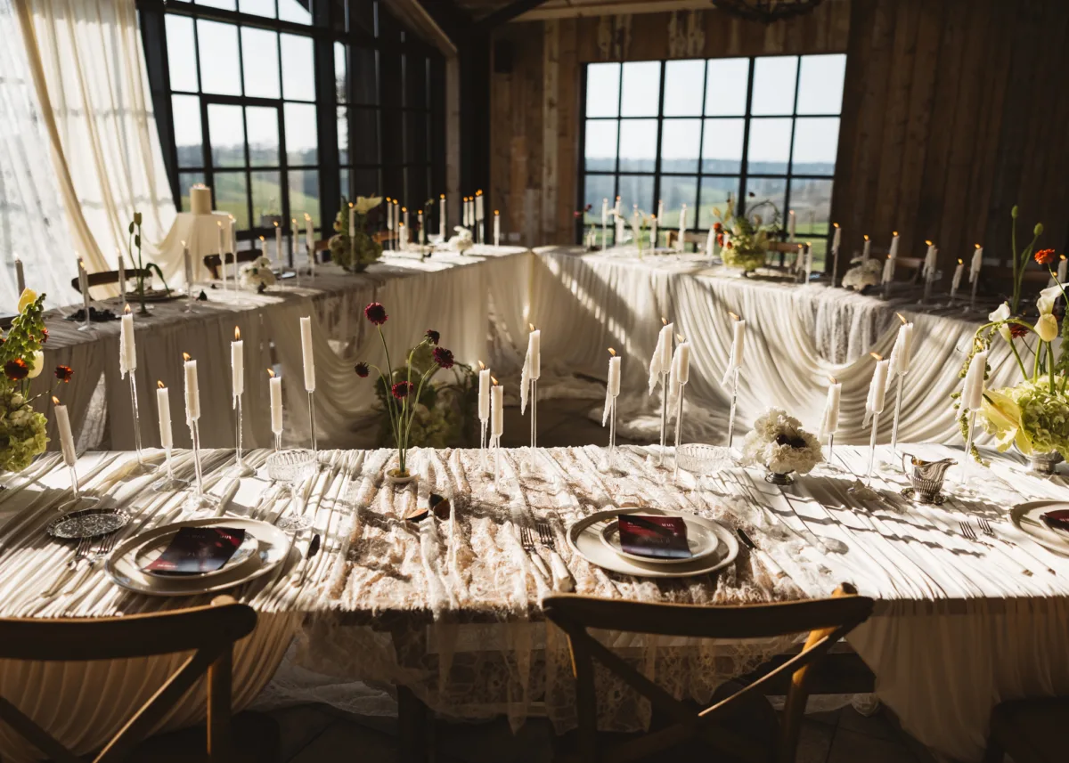 Triangle Seating Arrangement & Embroidered Lace