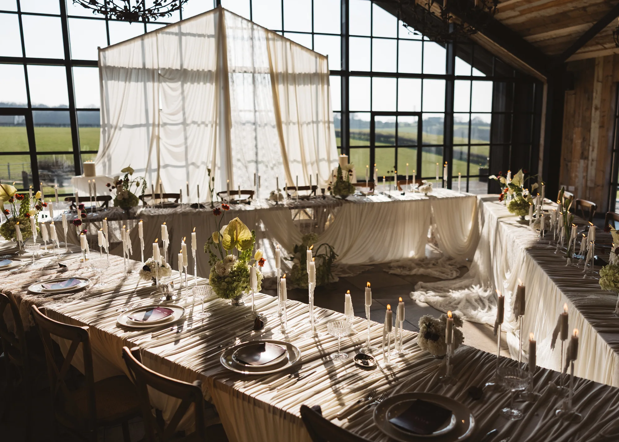 Triangle Seating Arrangement & Embroidered Lace