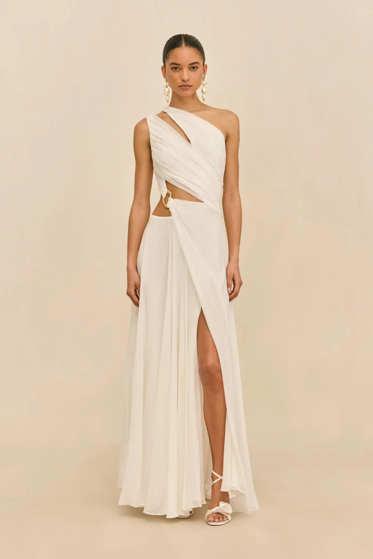 Cult Gaia Zan Gown - A Mustard Yellow Halterneck Wedding Dress Made From Curtains: Kibble Palace Wedding in Glasgow Zan Gown
