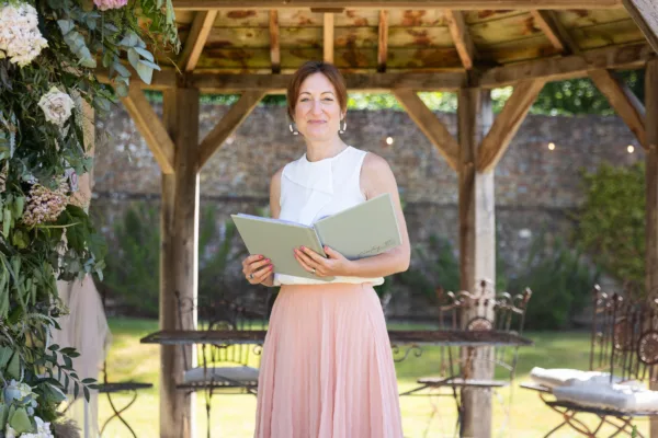 Jodie Watt Everlong Ceremonies with script under arbour