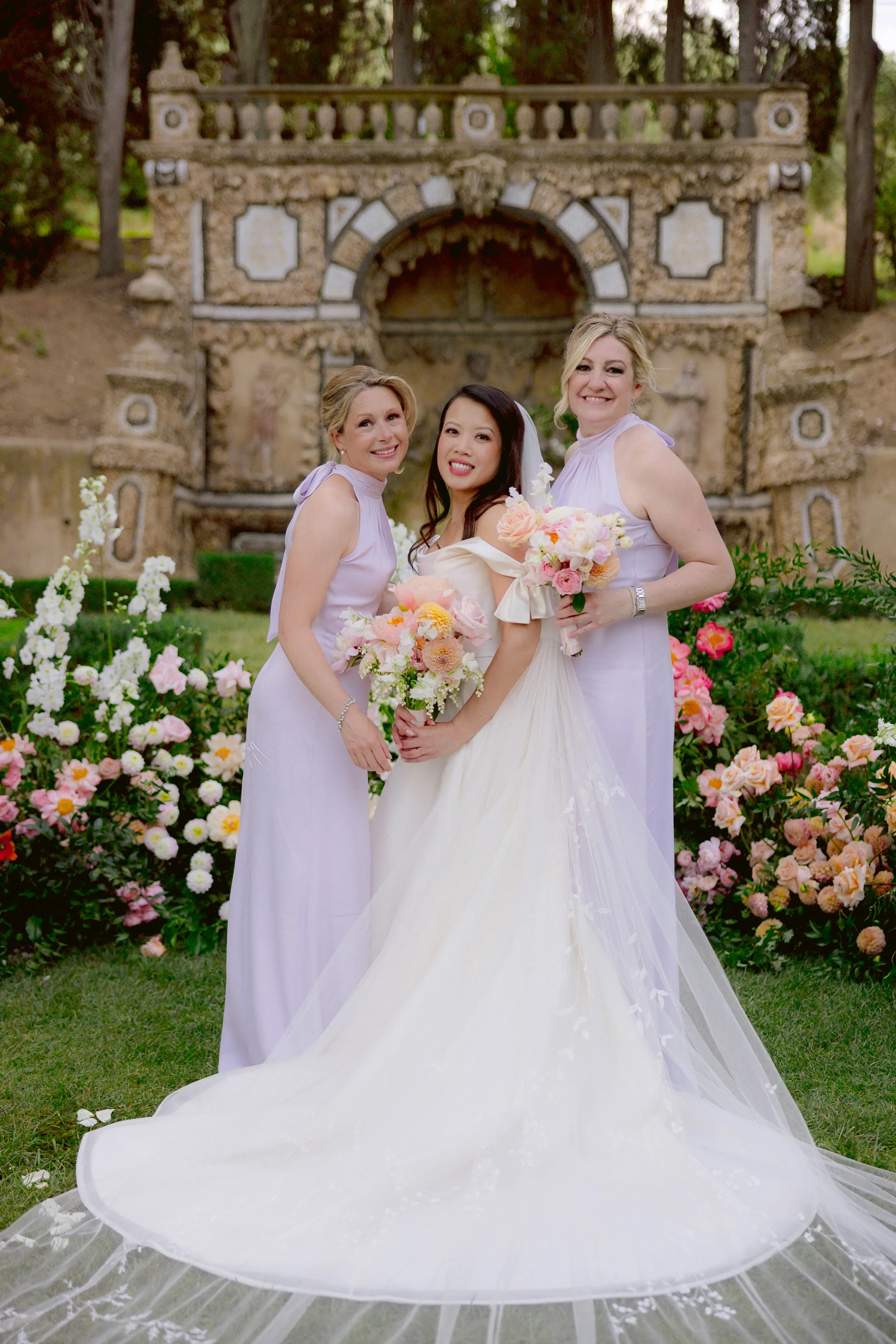 Maids to Measure Bridesmaids in Lilac dresses.1 - Katy Wore Phillipa Lepley for her Romantic Tuscan Wedding at Villa Gamberaia Maids to Measure Bridesmaids in Lilac dresses.1
