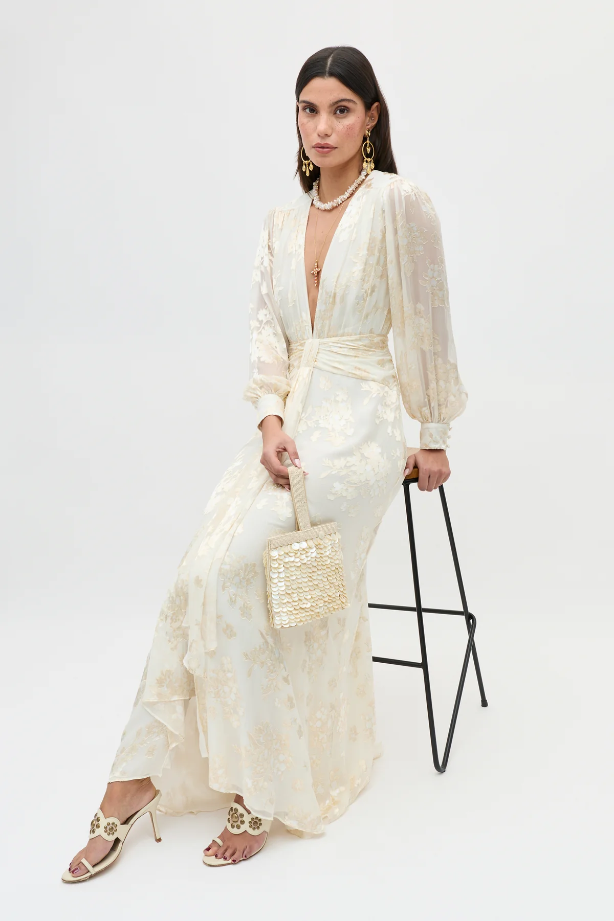 Rixo Meera Silk Satin Devore Gown - Shop by Brand Rixo Meera Silk Satin Devore Gown