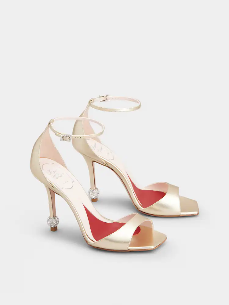 Jewel Heel Sandals in Leather