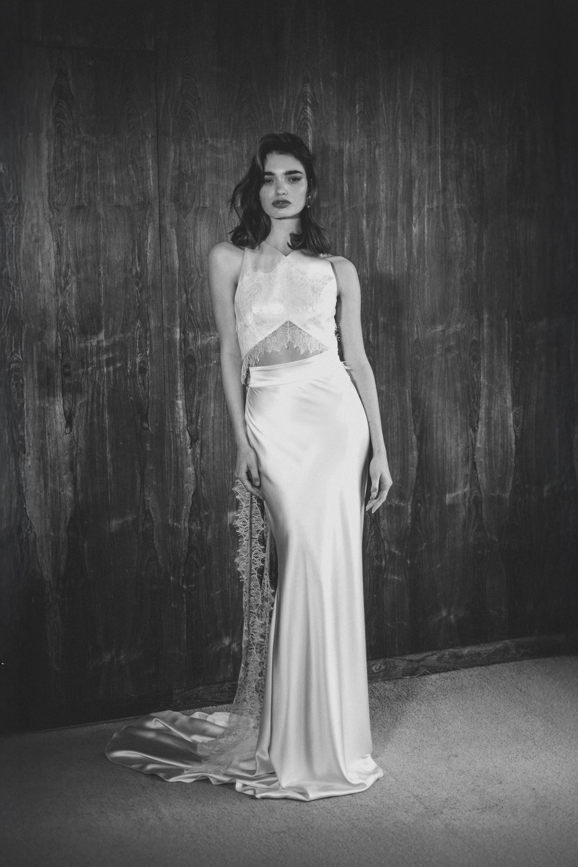 UNBRIDLED STUDIO COLLECTION IV LOOK 10 2 - UNBRIDLED STUDIO: The Label Redefining Modern Bridal Fashion And A Designer You Need To Know Blythe and Sophie cropped bodice & bias cut skirt by UNBRIDLED STUDIO.