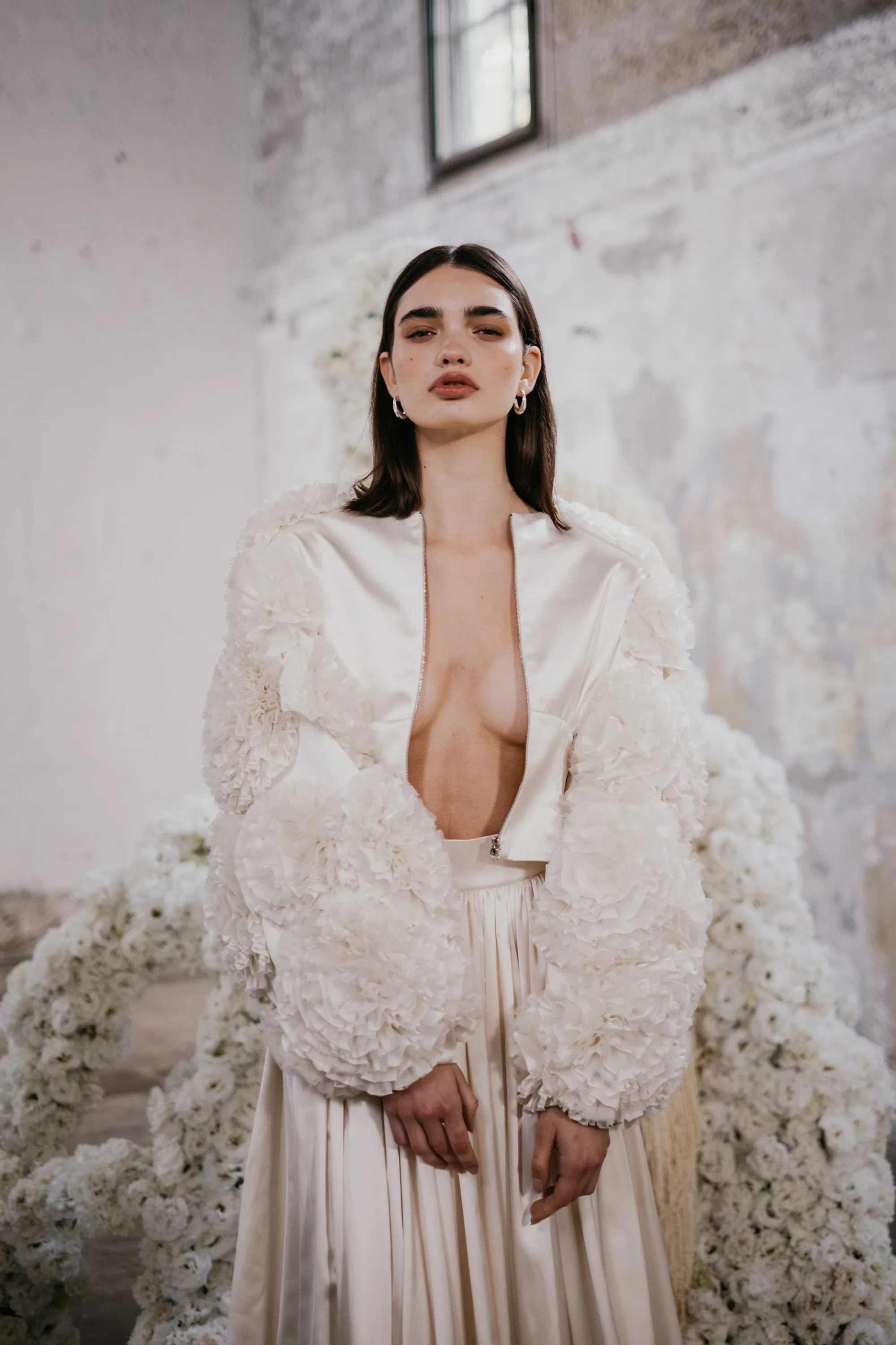 UNBRIDLED STUDIO FIONA FLEUR 39 1 - UNBRIDLED STUDIO: The Label Redefining Modern Bridal Fashion And A Designer You Need To Know UNBRIDLED STUDIO x Fiona Fleur - a capsule collection for modern brides inspired by flowers. The Lisianthus Bomber & Willow Skirt.