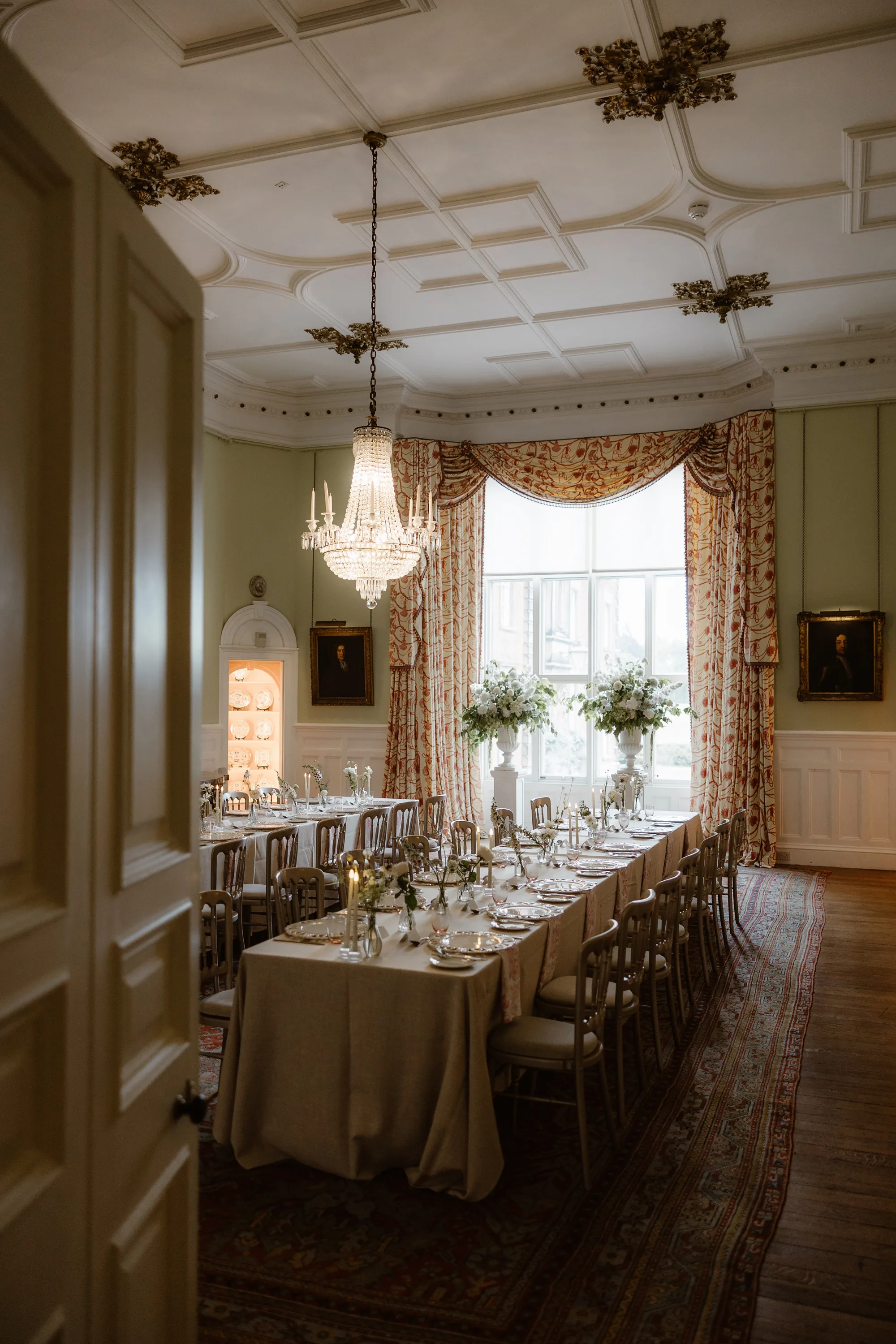 Capesthorne Hall Summer Wedding Jessica Sharpe Wedding Planner Jono Symonds Love My Dress.176 - Sophie & Dimitri's Beautiful, Relaxed & Elegant Wedding Weekend at Capesthorne Hall in Cheshire Table set for a rehearsal dinner at Capesthorne Hall in Cheshire.