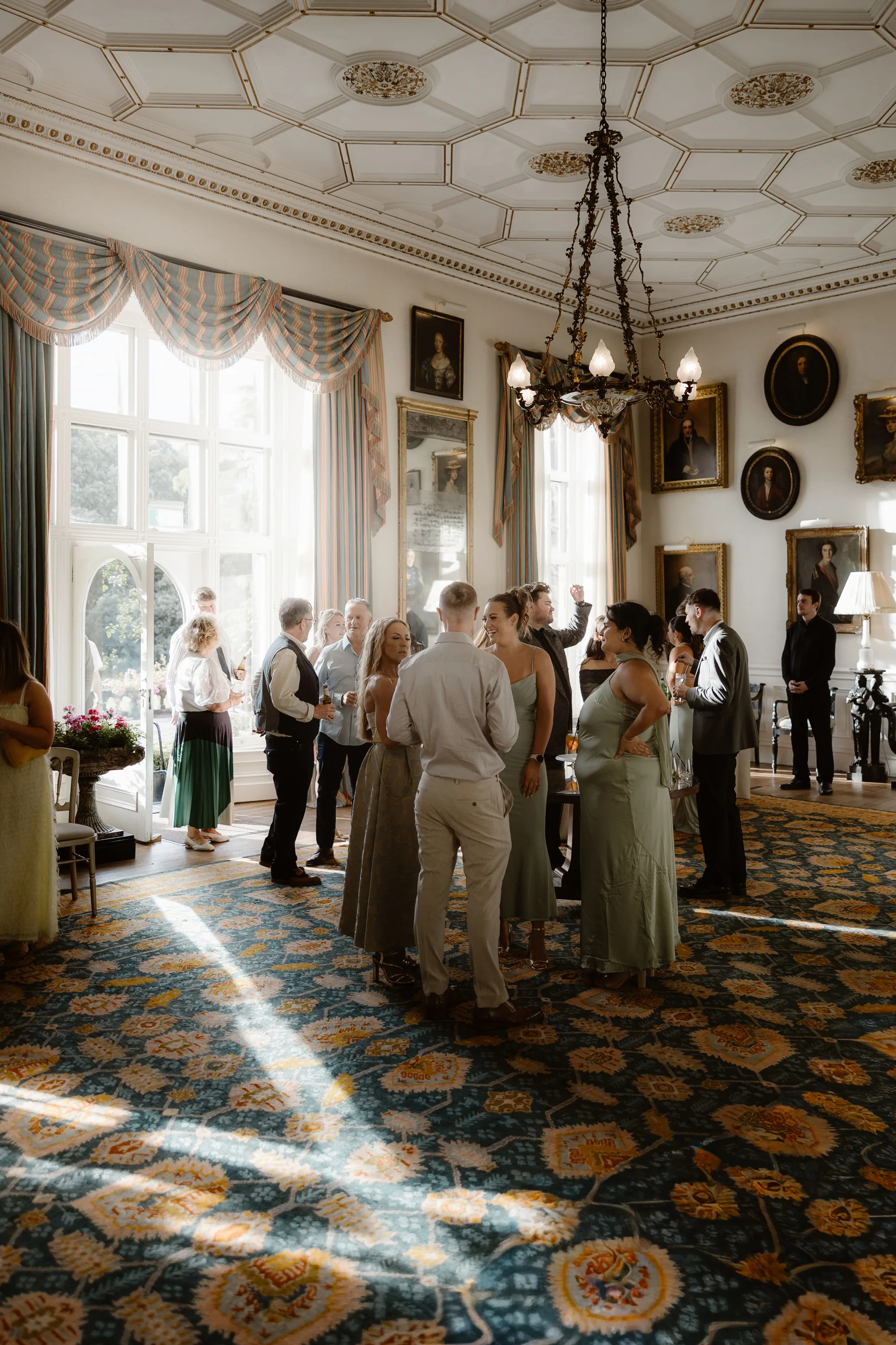 Capesthorne Hall Summer Wedding Jessica Sharpe Wedding Planner Jono Symonds Love My Dress.198 - Sophie & Dimitri's Beautiful, Relaxed & Elegant Wedding Weekend at Capesthorne Hall in Cheshire Guests mingling for a rehearsal dinner at Capesthorne Hall in Cheshire.