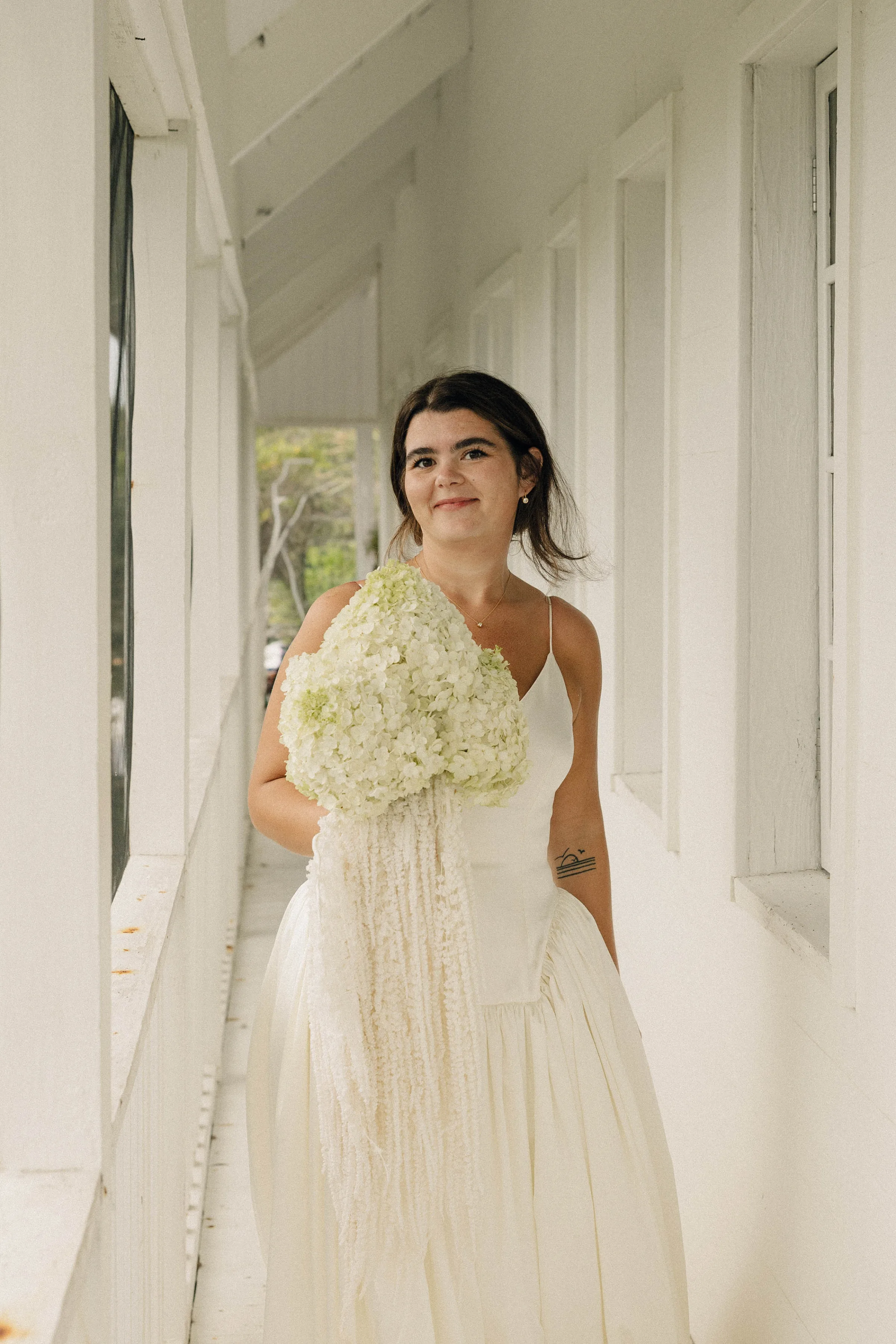 Danielle Frankel Bride Leslie DeAnne Photography.25 - Olivia in Danielle Frankel for her Intimate, Modern & Non-Traditional Wedding Intimate portrait of a bride wearing the dropped waist Nina gown by Danielle Frankel