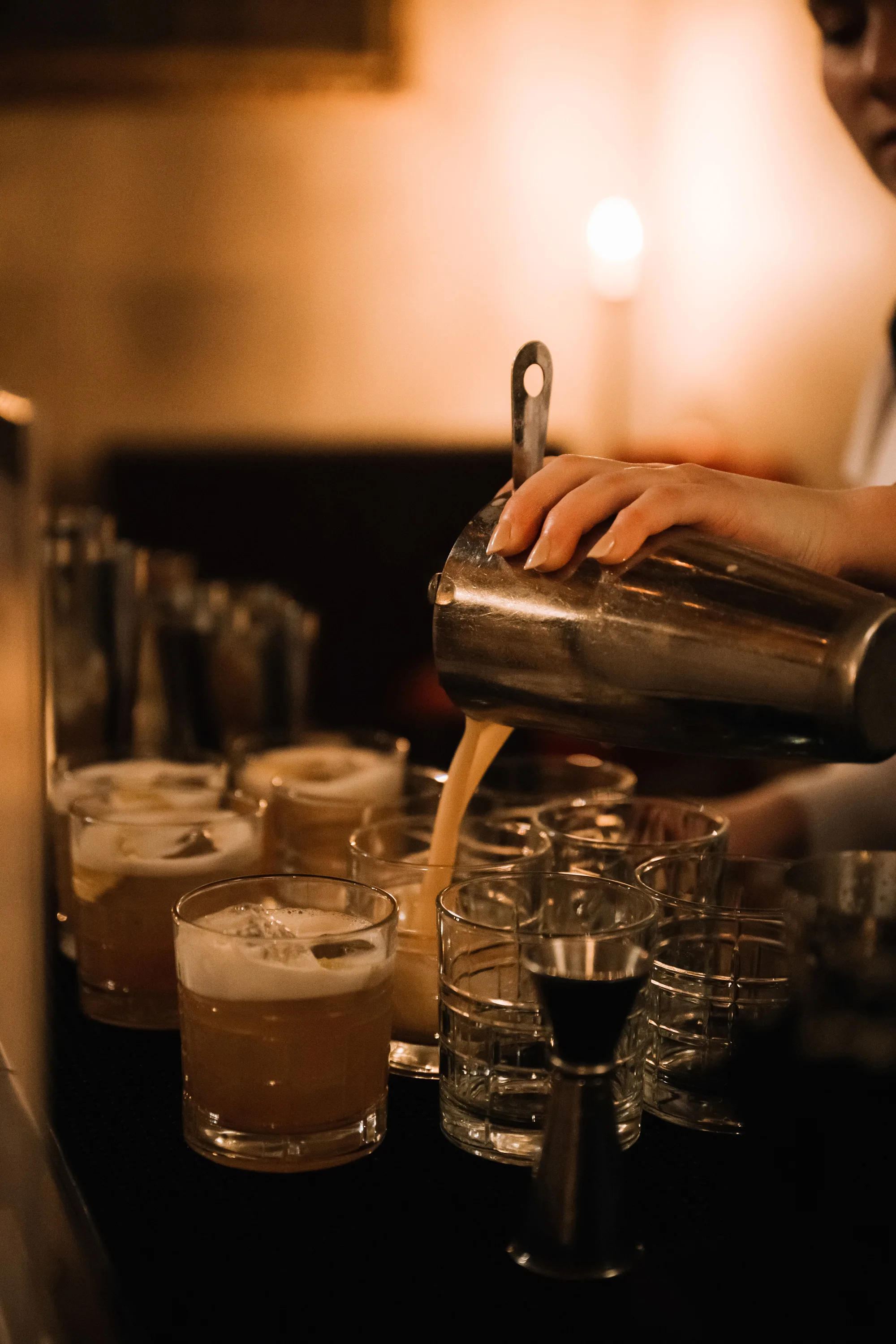 Cocktails being prepared by Bearded Man Cocktails at Ashridge House.
