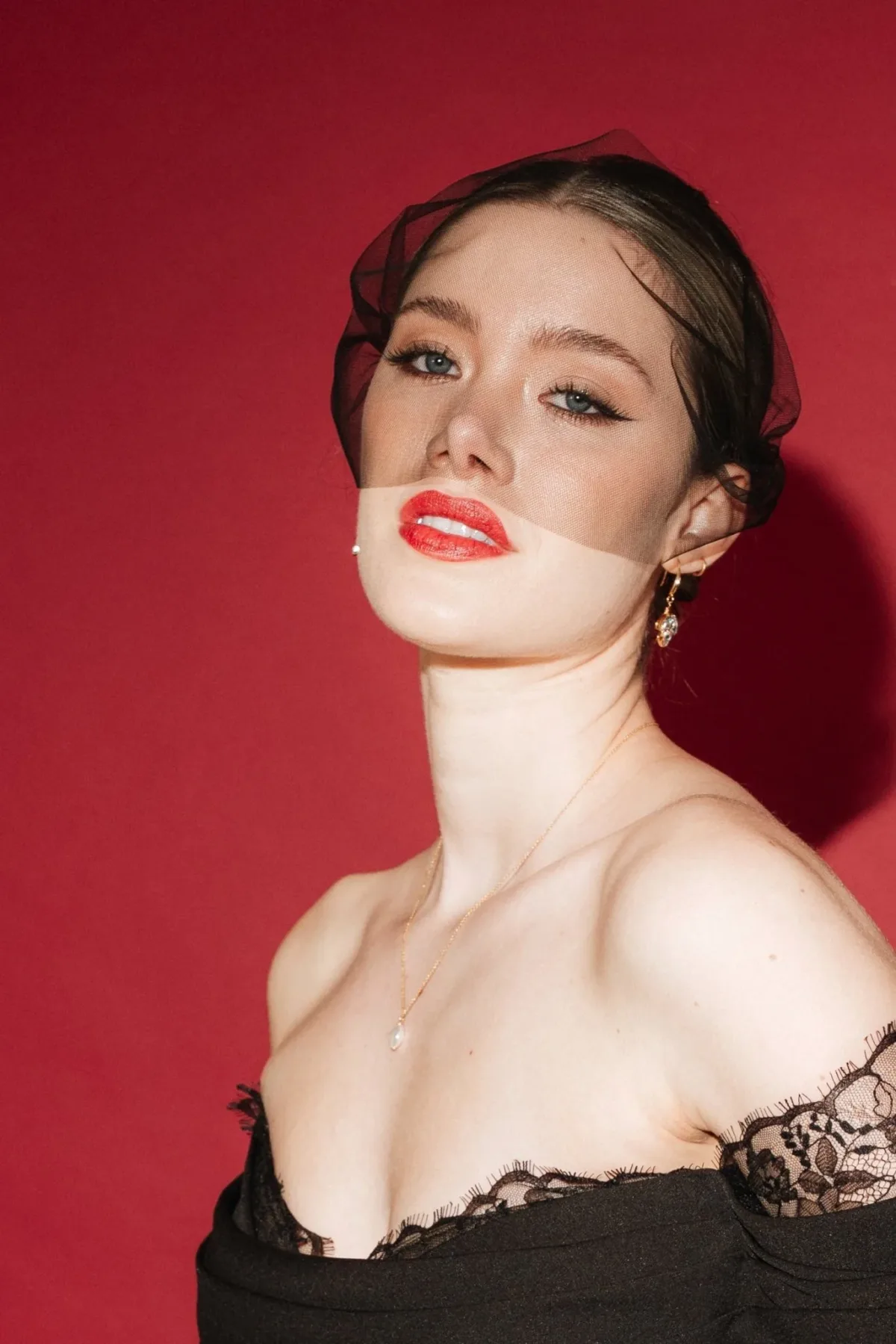 Ebony Black Mask Style Tulle Micro Veil