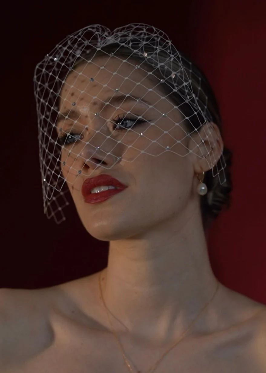 Ellis, Merry Widow Crystal Birdcage Veil
