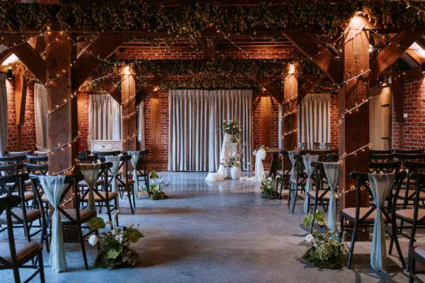 Rustic Kent wedding barn dressed for a ceremony