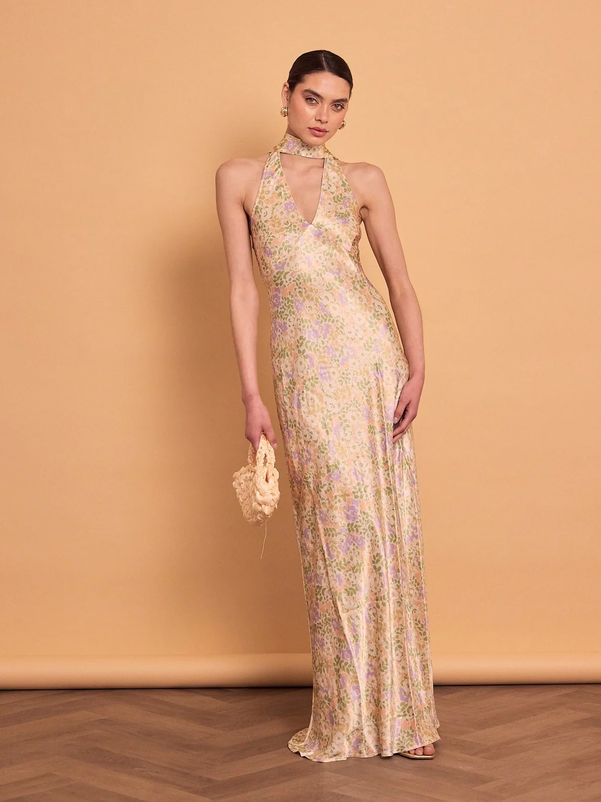 sadie satin dress green floral
