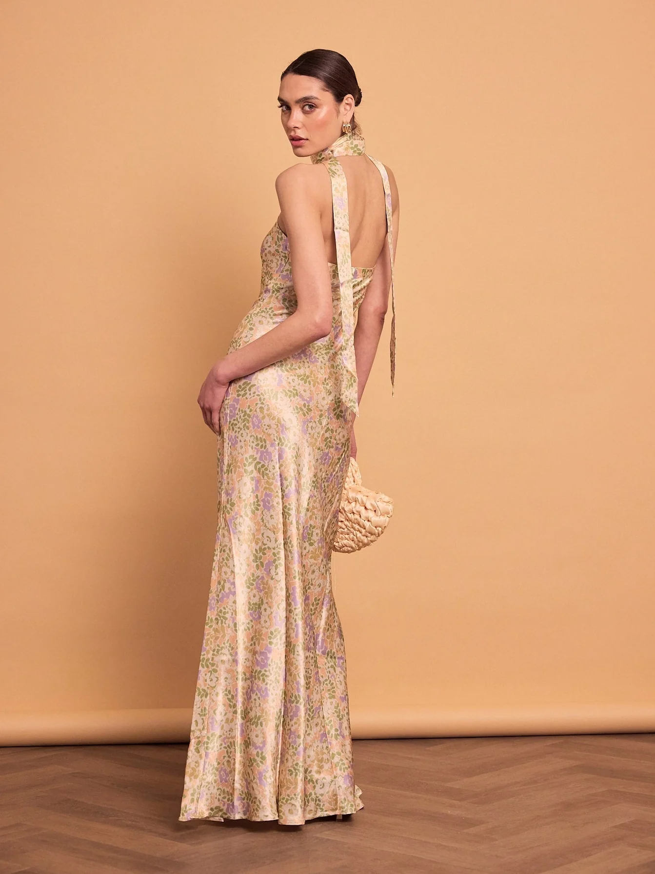 sadie satin dress green floral