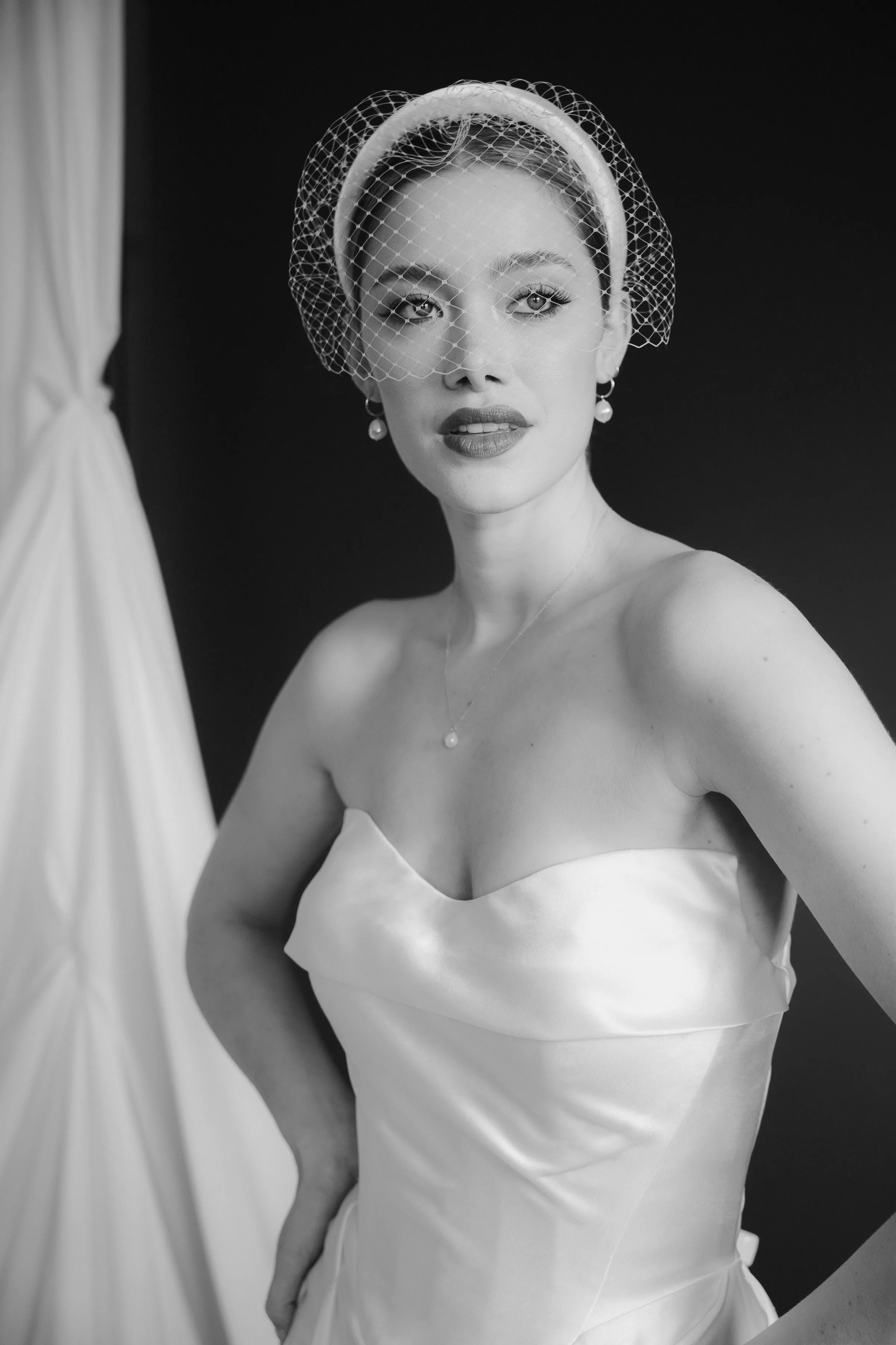 Emmy birdcage veil headband debbiecarlisle.com 225 - Muse, by Debbie Carlisle: Bridal Accessories & Micro Veils, Handmade & Shipped Worldwide Debbie Carlisle Emmy birdcage veil headband