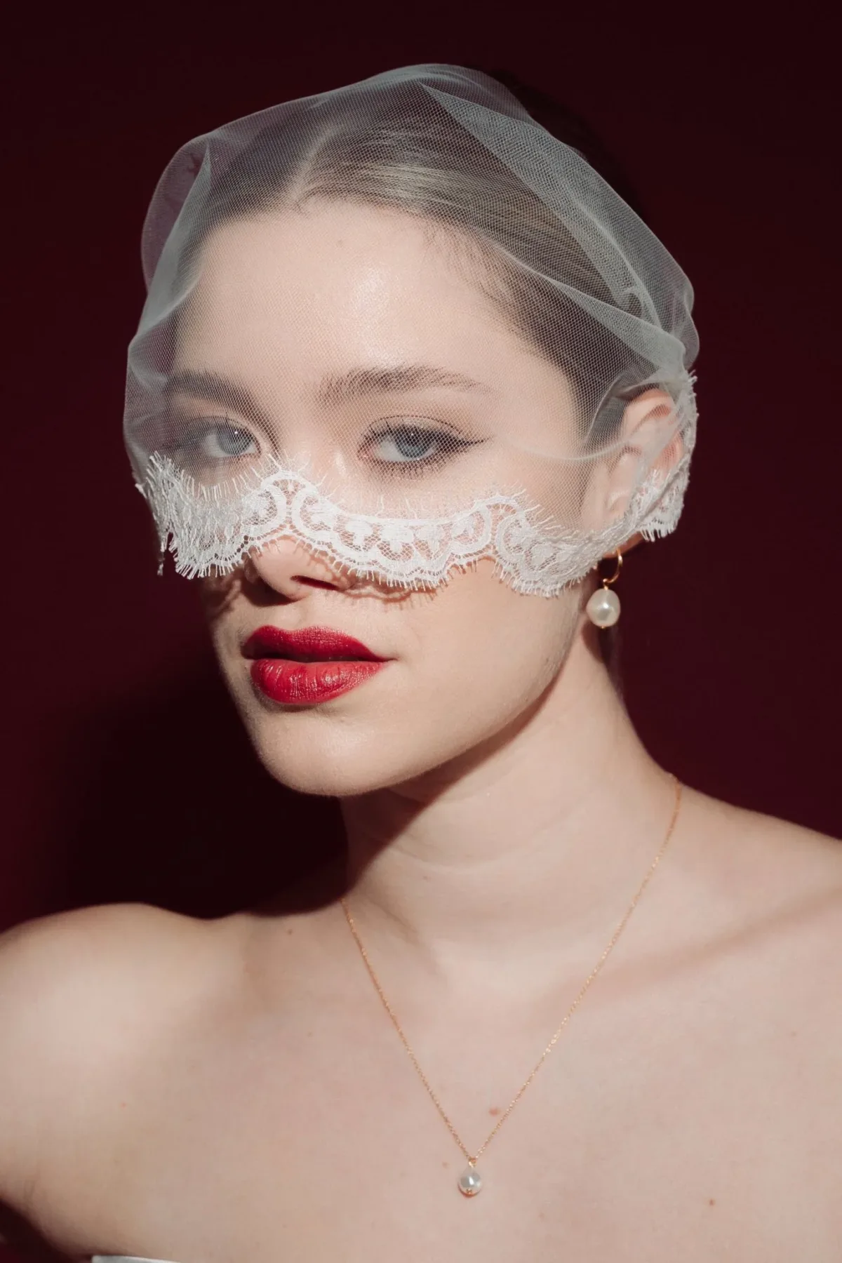 Nicole Tulle mask style micro veil with lace edging Vera pearl hoop earrings 2 1200x1800 1 - Your Invitation to the Indie Wedding Fair, Sunday 6th September, Steamworks, Sheffield Nicole Tulle mask style micro veil with lace edging Vera pearl hoop earrings 2 1200x1800 1