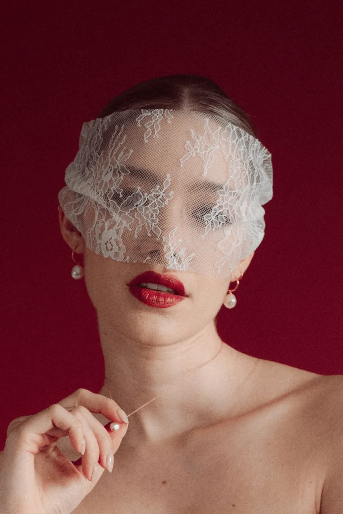 Vera vegan baroque pearl hoop earrings and Chantilly lace micro veil 1200x1799 1 - Your Invitation to the Indie Wedding Fair, Sunday 6th September, Steamworks, Sheffield Vera vegan baroque pearl hoop earrings and Chantilly lace micro veil 1200x1799 1